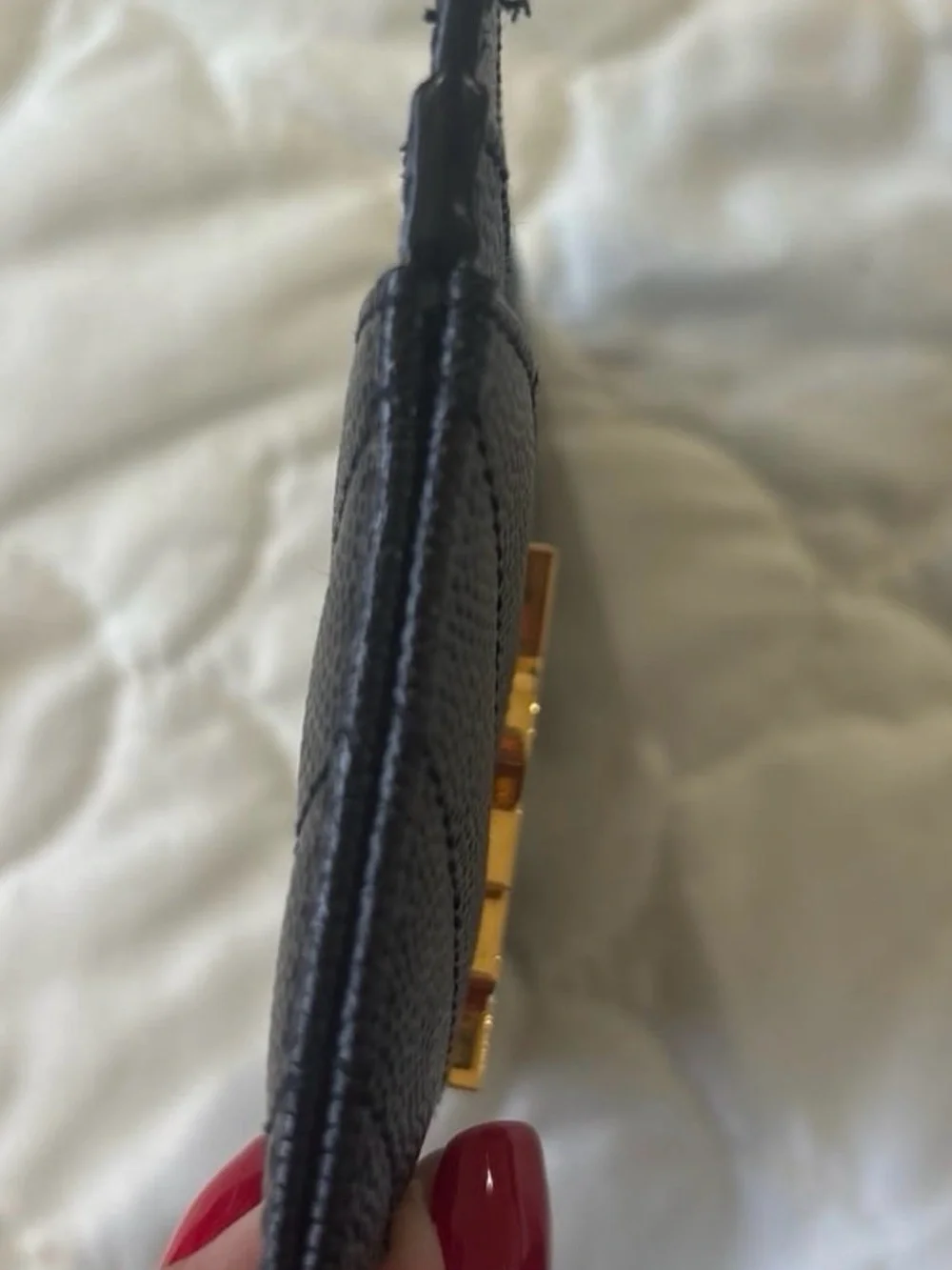 Saint Laurent Black Quilted Card Holder with Gold YSL Emblem